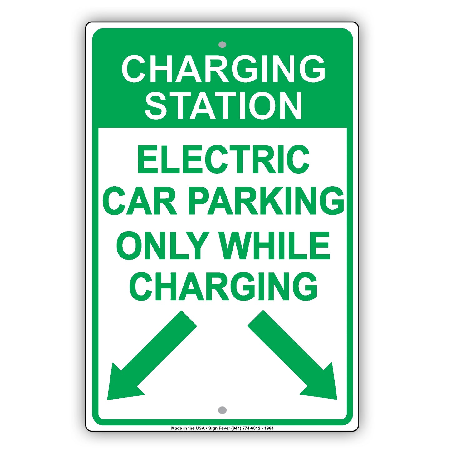 Charging Station Electric Car Parking Only While Charging With Graphic Restriction Alert Aluminum