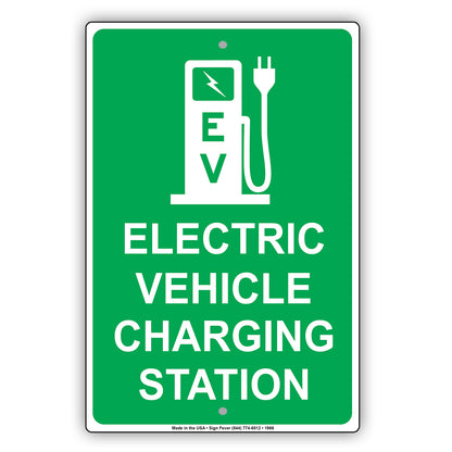 Electric Vehicle Charging Station Reserved Spot With Graphic Alert Caution Warning Aluminum
