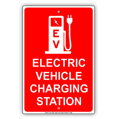 Electric Vehicle Charging Station Reserved Spot With Graphic Alert Caution Warning Aluminum