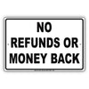 No Refunds Or Money Back Sign