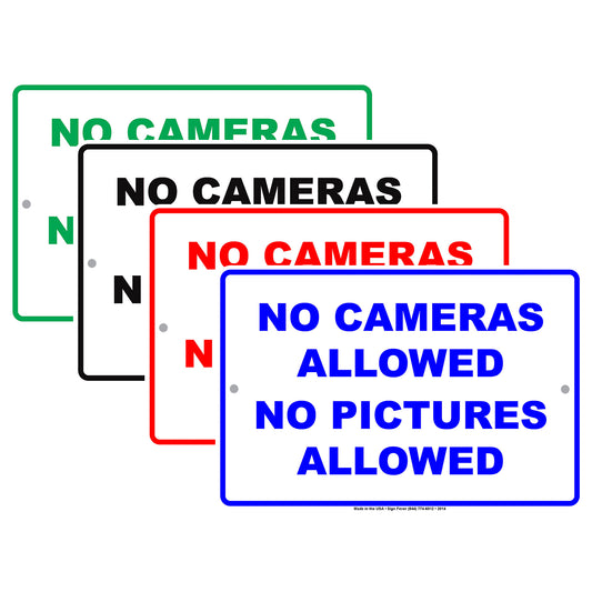No Cameras Allowed No Pictures Allowed Restriction Caution Alert Warning Notice Aluminum
