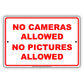 No Cameras Allowed No Pictures Allowed Restriction Caution Alert Warning Notice Aluminum