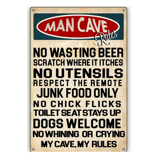 Man Cave Rules No Wasting Beer Vintage Decor Sign