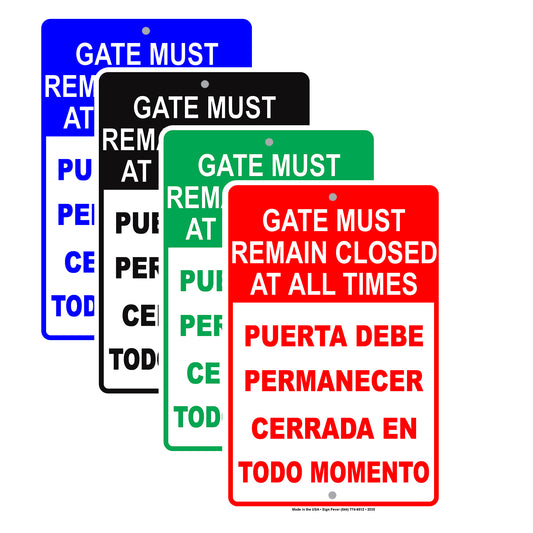 Gate Must Remain Closed At All Times Puerta Debe Permanecer Cerrada En Todo Momento Aluminum