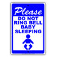 Please Do Not Ring Bell Baby Sleeping Sign