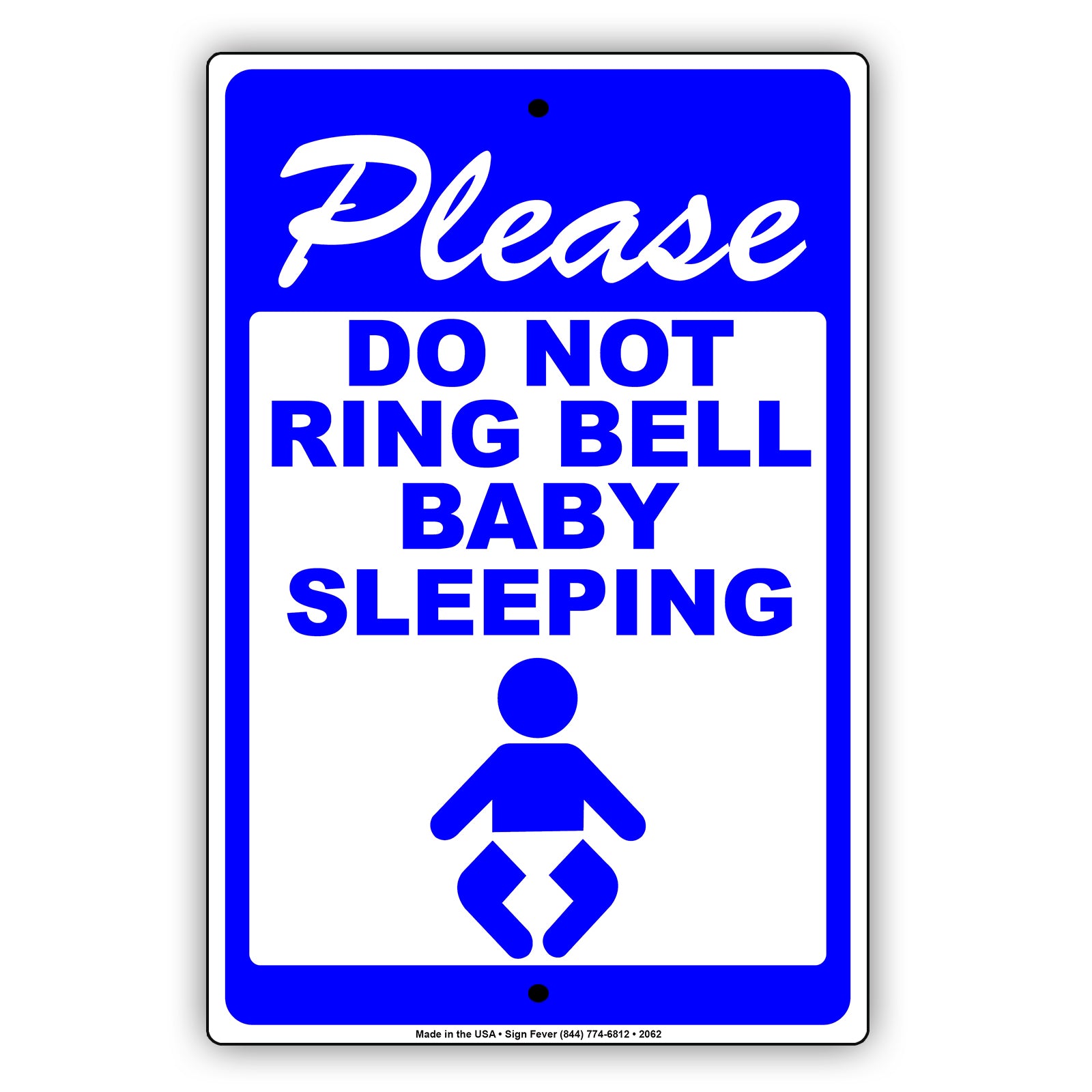 "Do Not Ring Bell, No Soliciting, Baby Sleeping" Funny Metal Sign - 5 Sizes Available, Aluminum