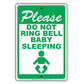 Please Do Not Ring Bell Baby Sleeping Sign