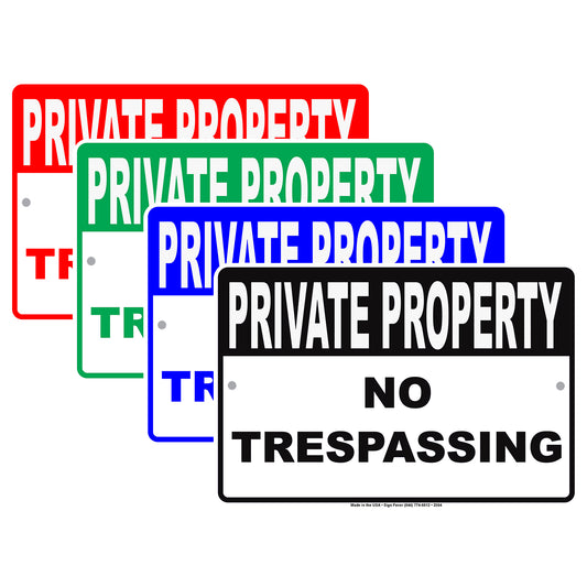 Private Property No Trespassing No Entry Restriction Caution Alert Warning Notice Aluminum