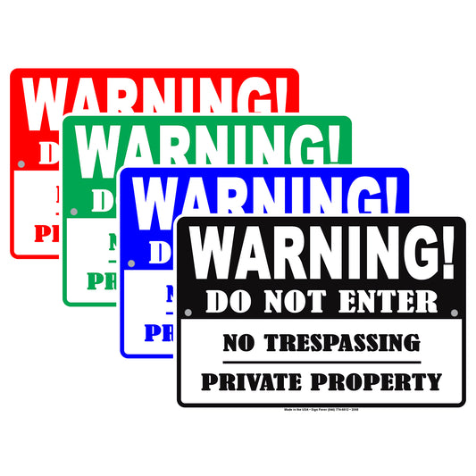 Do Not Enter No Trespassing Private Property Caution Alert Warning Notice Aluminum