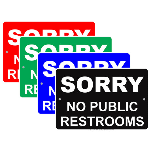 Sorry No Public Restrooms Private Toilet Information Caution Alert Warning Notice Aluminum