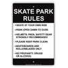 Skate Park Rules Risk Open Safety Clean Profanity Drugs Alcohol Sign