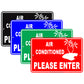 Air Conditioned Please Enter With Graphic Ac Enabled Alert Caution Warning Notice Aluminum