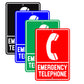 Emergency Telephone With Graphic Safety Alert Warning Notice Caution Aluminum