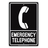 Emergency Telephone With Graphic Safety Alert Warning Notice Caution Aluminum
