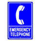 Emergency Telephone With Graphic Safety Alert Warning Notice Caution Aluminum