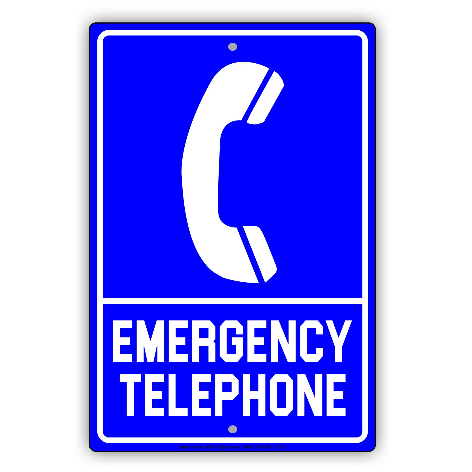 Emergency Telephone With Graphic Safety Alert Warning Notice Caution Aluminum