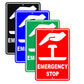 Emergency Stop With Graphic Safety Alert Caution Warning Notice Aluminum