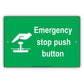 Emergency Stop Push Button With Graphic Safety Alert Caution Warning Notice Aluminum