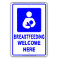 Breastfeeding Welcome Here With Graphic Alert Caution Warning Notice Aluminum
