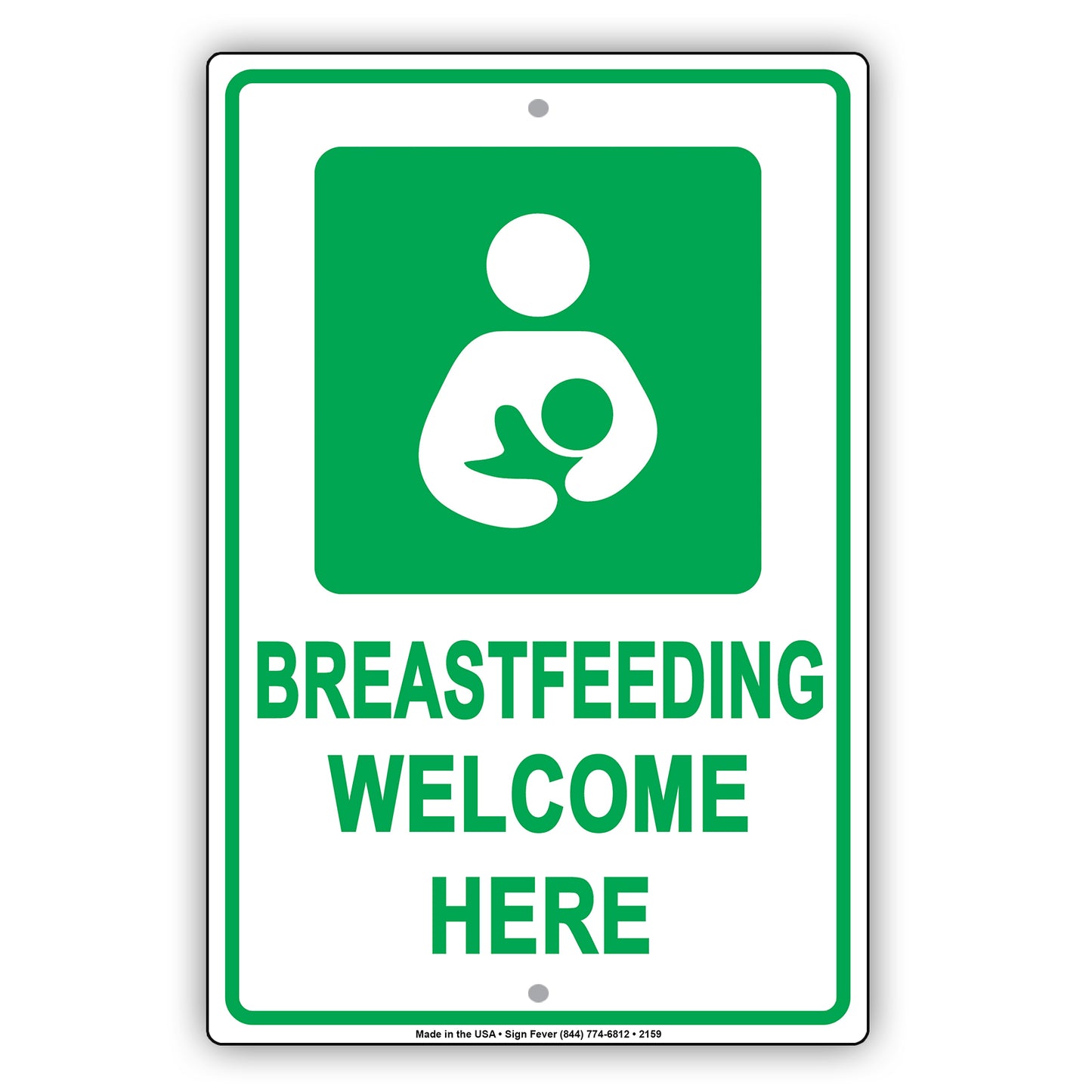 Breastfeeding Welcome Here With Graphic Alert Caution Warning Notice Aluminum