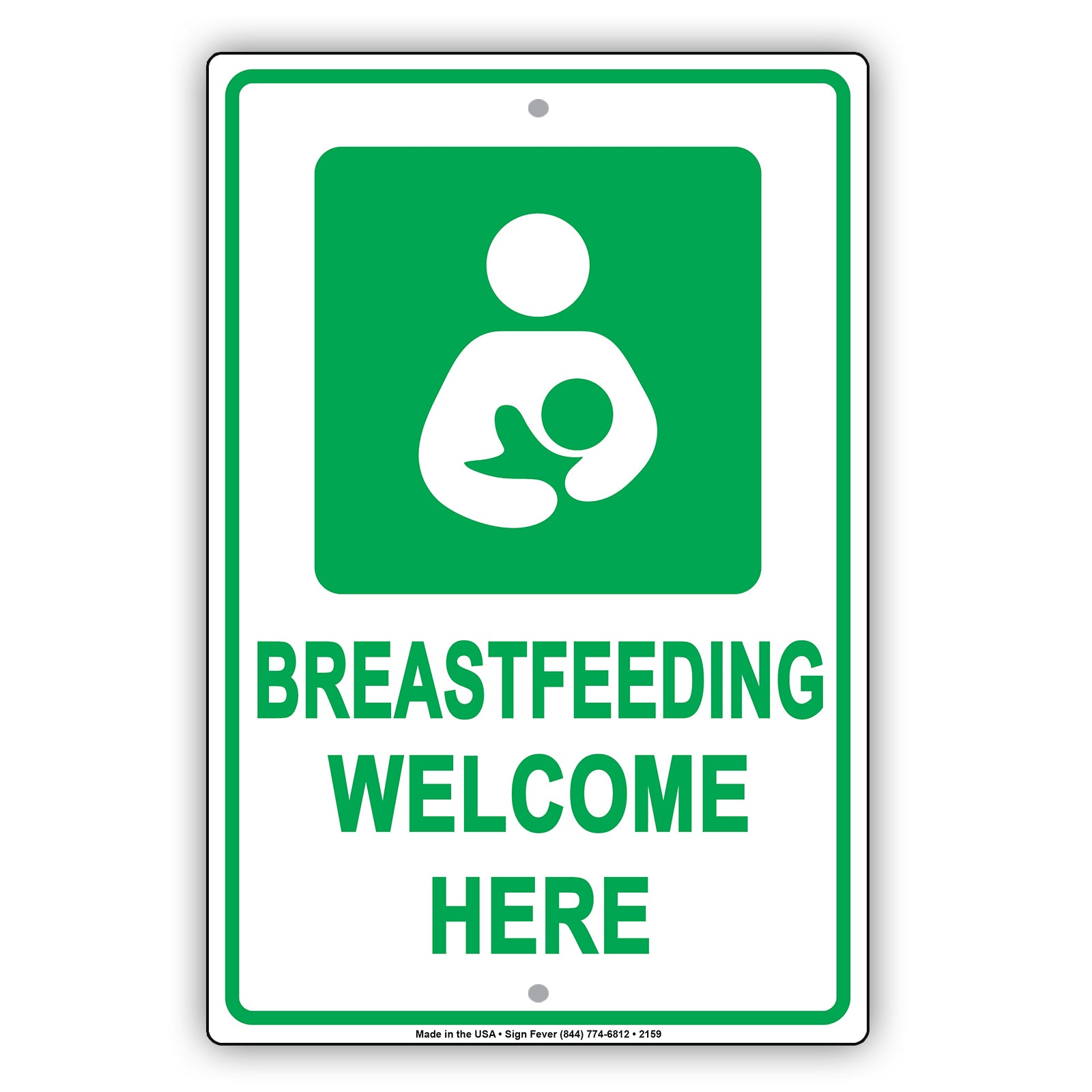 Breastfeeding Welcome Here With Graphic Alert Caution Warning Notice Aluminum