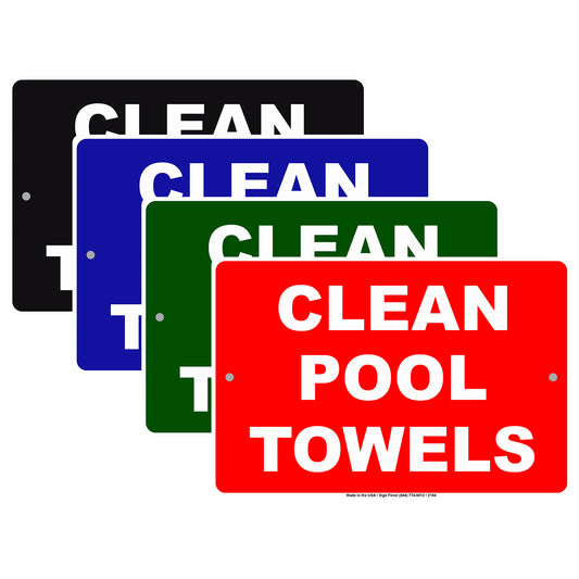 Clean Pool Towel After Use Swimming Aluminum Metal Sign Plate