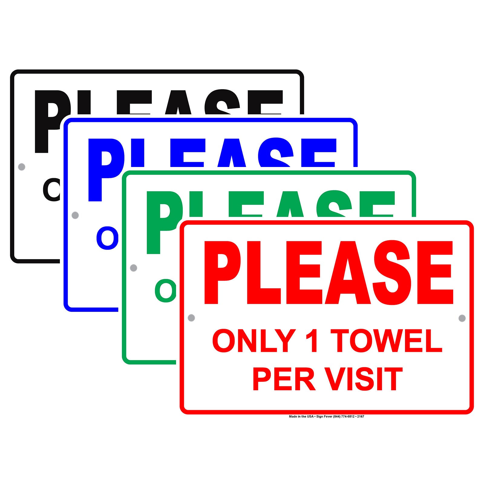Please Only 1 Towel Per Visit Pool Accommodation Rule Alert Caution Warning Notice Aluminum