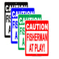 Fisherman At Play! Fishing Enthusiasts Ridiculous Humor Funny Alert Caution Notice Aluminum
