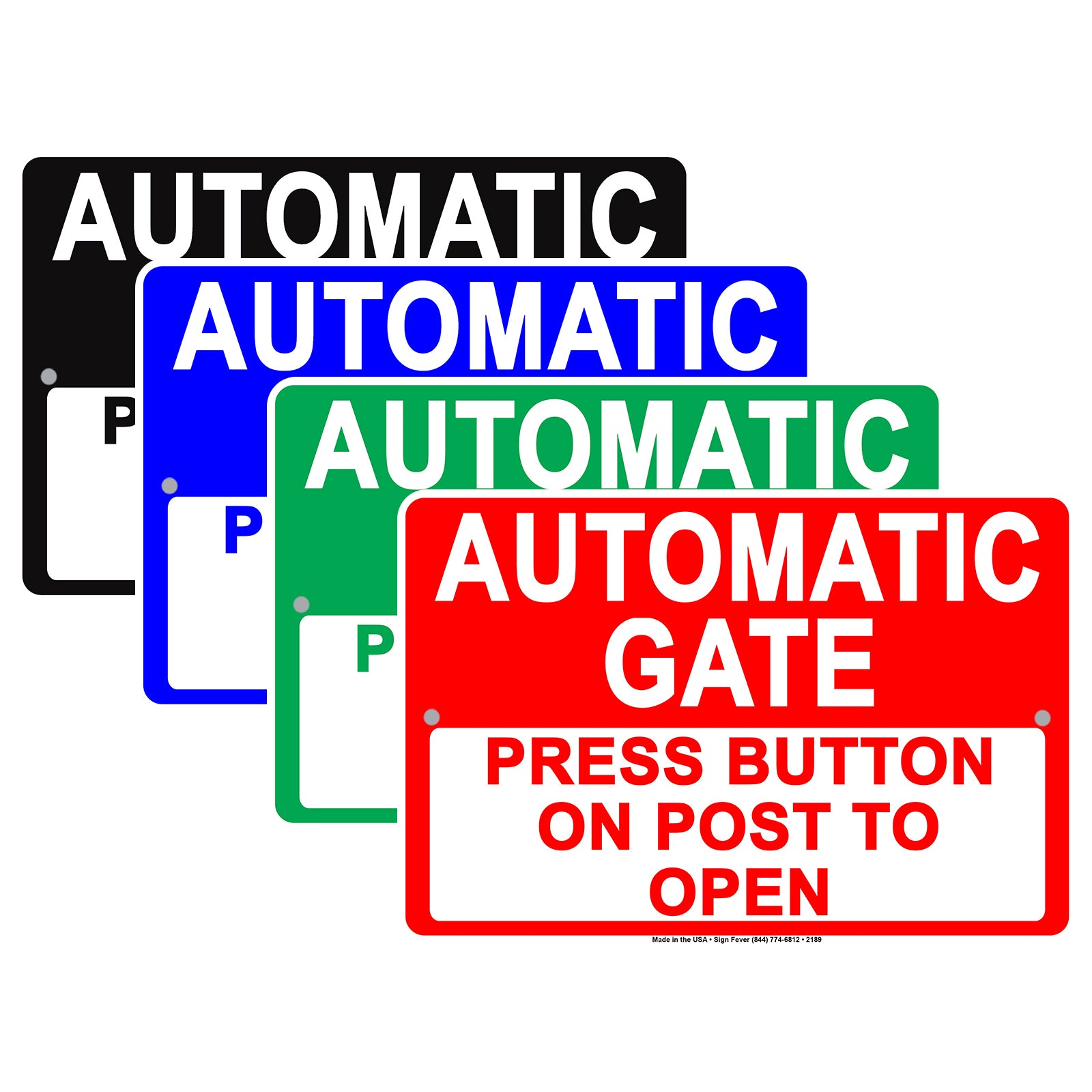 Automatic Gate Press Button On Post To Open Informational Alert Caution Warning Notice Aluminum