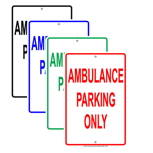 Ambulance Parking Only Hospital Reserved Alert Caution Warning Notice Aluminum
