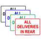 All Deliveries In Rear Back Building Shipping And Receiving Alert Caution Warning Notice Aluminum