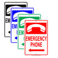 Emergency Phone With Graphic Safety Alert Caution Warning Notice Aluminum