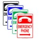 Emergency Phone With Graphic Safety Alert Caution Warning Notice Aluminum