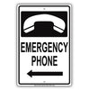 Emergency Phone With Graphic Safety Alert Caution Warning Notice Aluminum