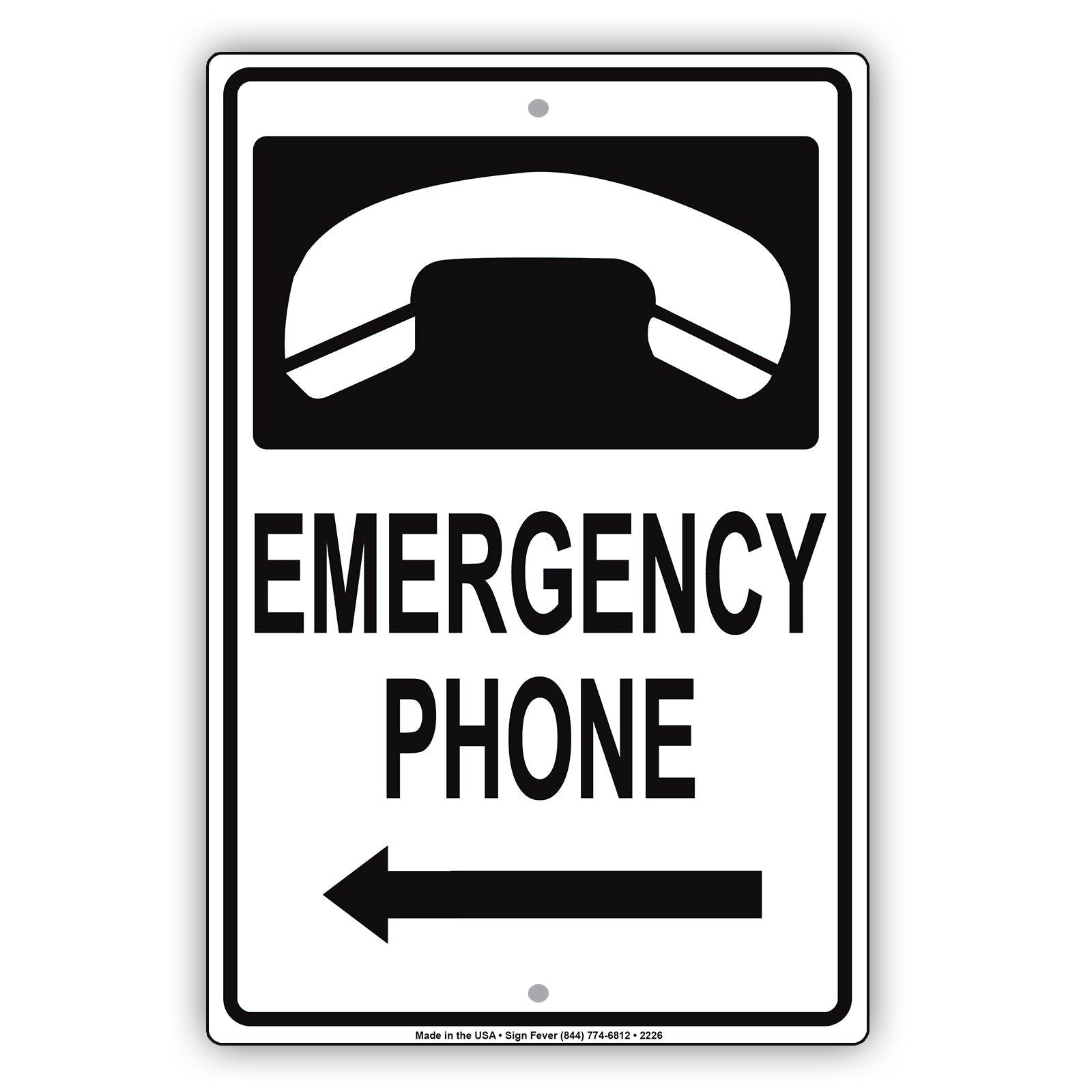 Emergency Phone With Graphic Safety Alert Caution Warning Notice Aluminum