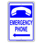 Emergency Phone With Graphic Safety Alert Caution Warning Notice Aluminum