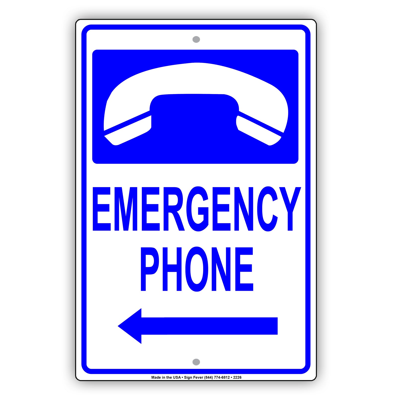 Emergency Phone With Graphic Safety Alert Caution Warning Notice Aluminum