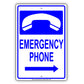 Emergency Phone With Graphic Safety Alert Caution Warning Notice Aluminum
