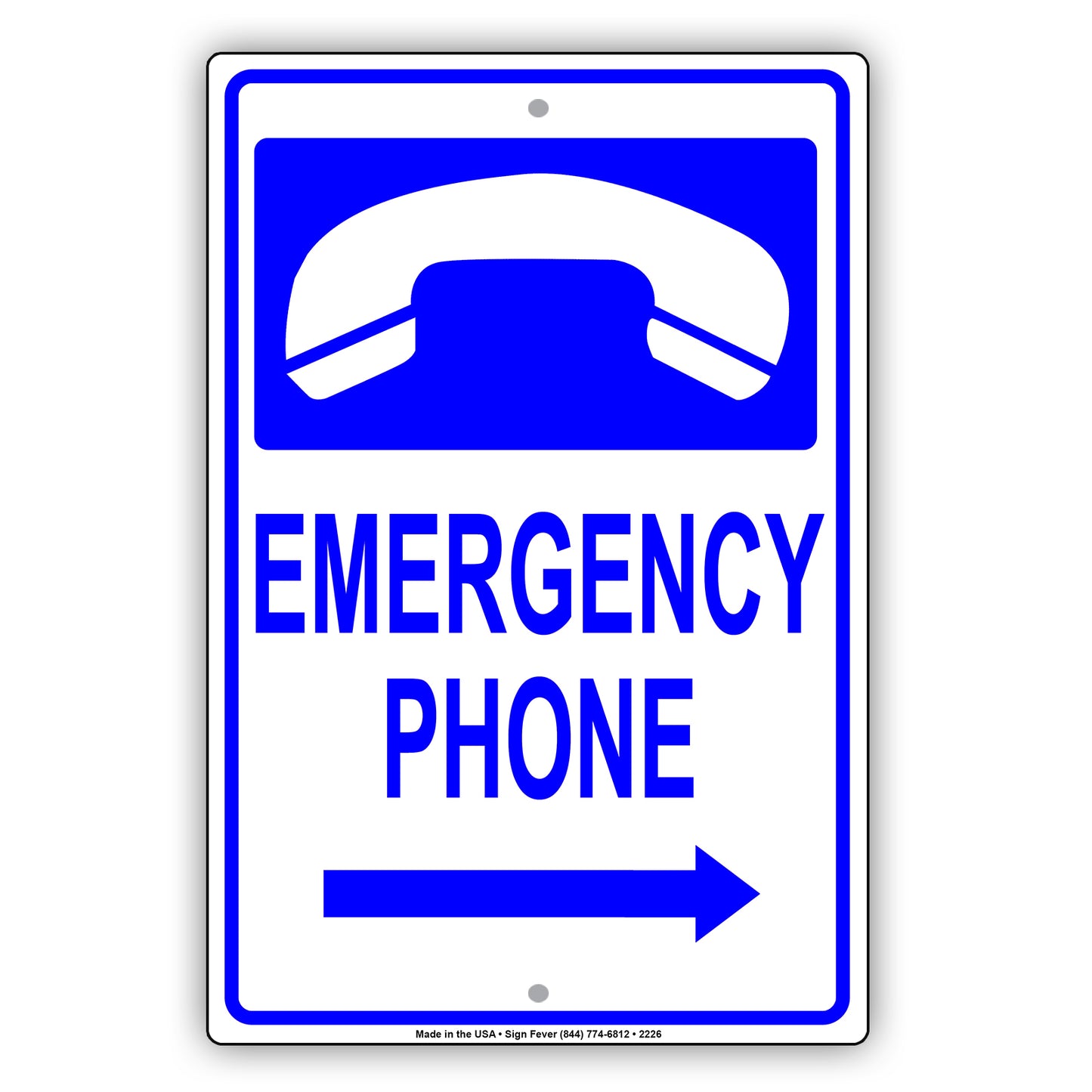 Emergency Phone With Graphic Safety Alert Caution Warning Notice Aluminum