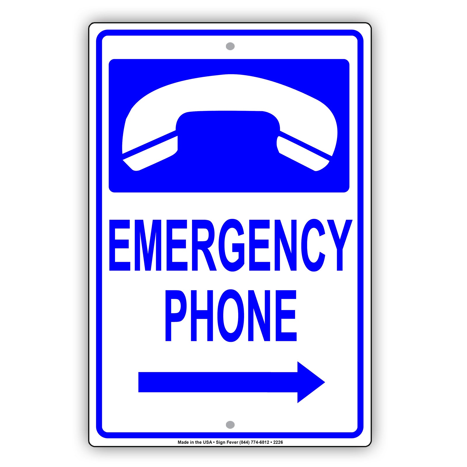 Emergency Phone With Graphic Safety Alert Caution Warning Notice Aluminum