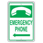 Emergency Phone With Graphic Safety Alert Caution Warning Notice Aluminum