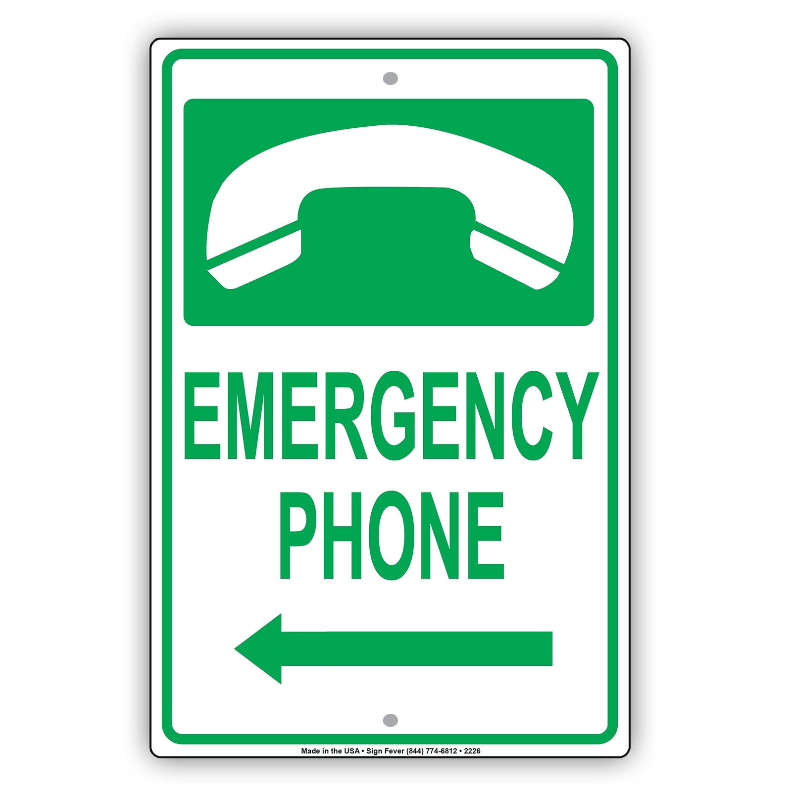 Emergency Phone With Graphic Safety Alert Caution Warning Notice Aluminum