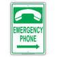 Emergency Phone With Graphic Safety Alert Caution Warning Notice Aluminum