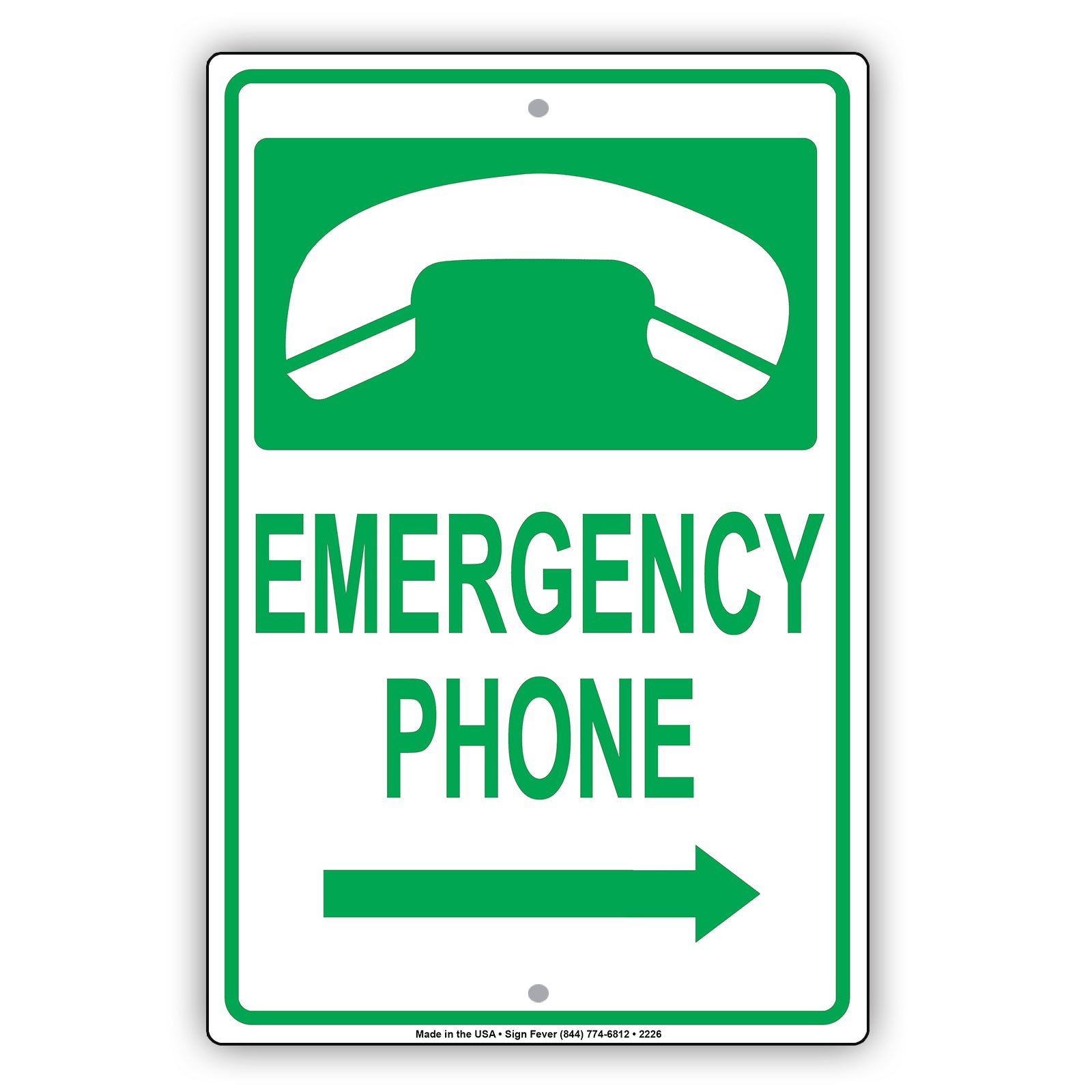 Emergency Phone With Graphic Safety Alert Caution Warning Notice Aluminum