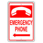 Emergency Phone With Graphic Safety Alert Caution Warning Notice Aluminum