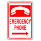 Emergency Phone With Graphic Safety Alert Caution Warning Notice Aluminum