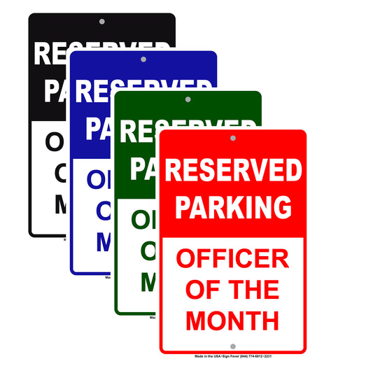 Reserved Parking Only Officer Of The Month Spot Alert Caution Warning Notice Aluminum Metal Sign