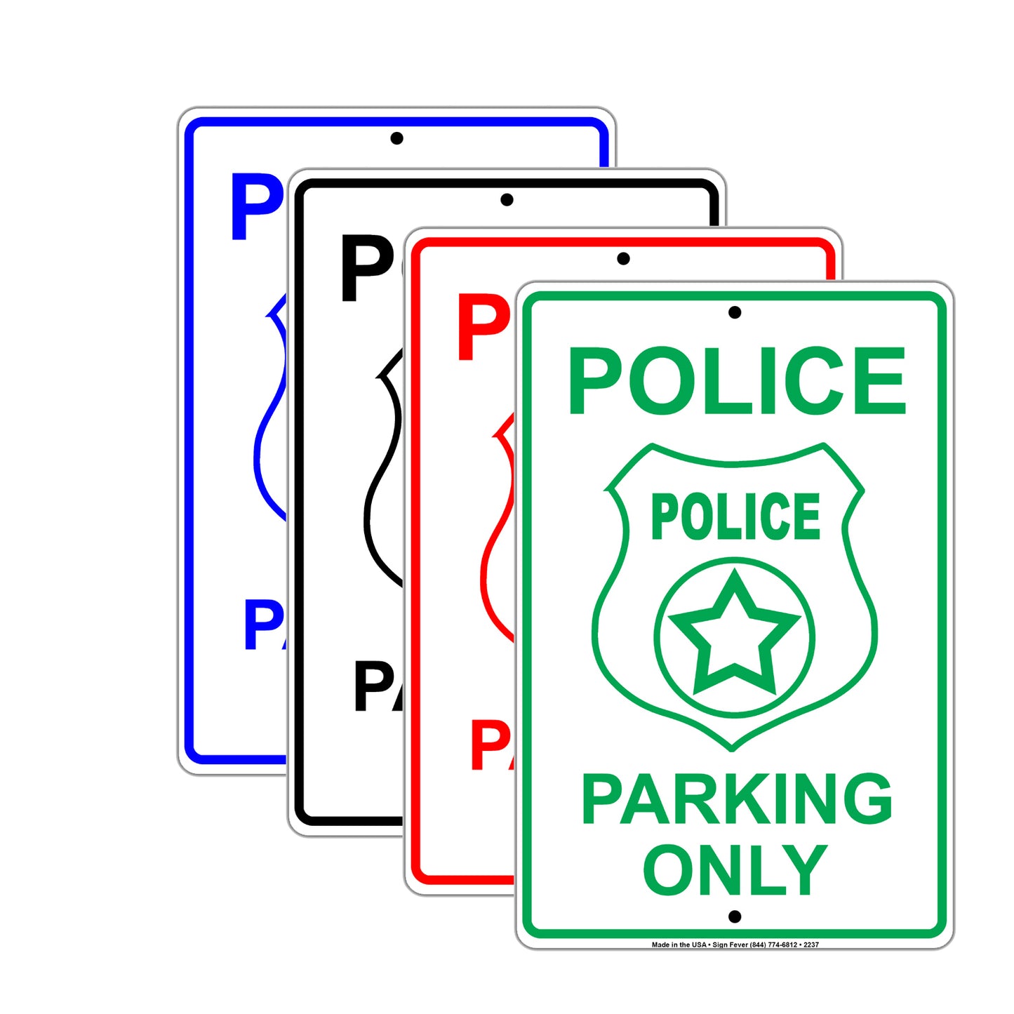 Police Parking Only With Graphic Reserved Spot Alert Caution Warning Notice Aluminum