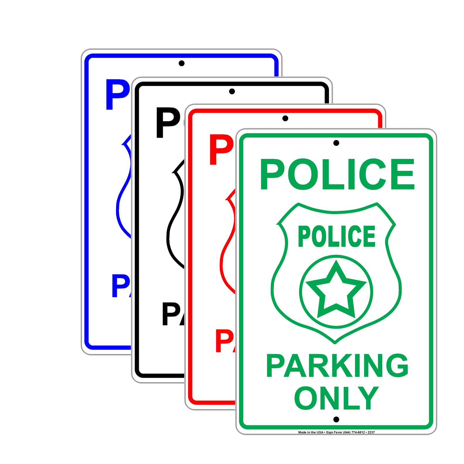 Police Parking Only With Graphic Reserved Spot Alert Caution Warning Notice Aluminum