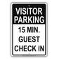 Visitor Parking Time Limit Guest Check In Sign